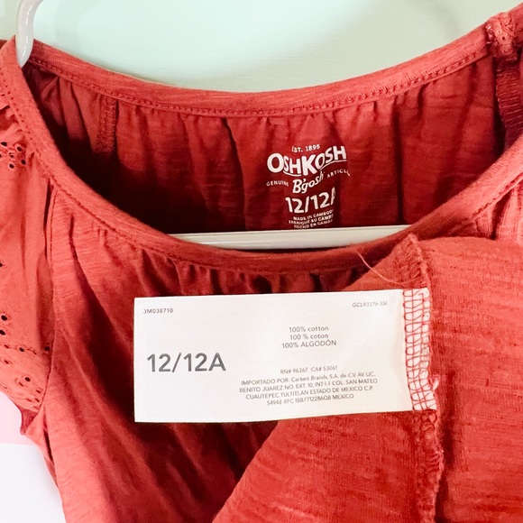 Oshkosh girls blouse eyelet flutter sleeves size 12 - Picture 4 of 4